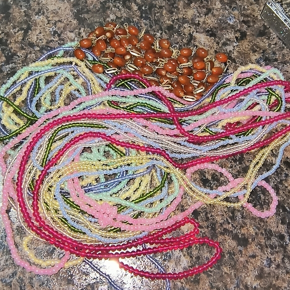 Multicolor Beaded Necklace Set diy craft beads necklaces sets pink blue green - Picture 2 of 5